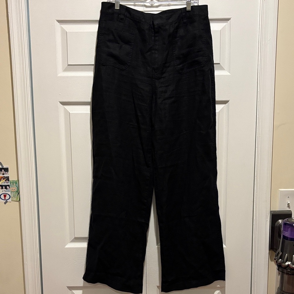 Madewell Black Linen Wide-Leg Pants